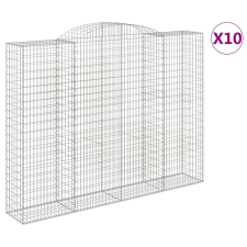 vidaXL 10 db íves horganyzott vas gabion kosár 300x50x220/240 cm (3146817) kerti tárolás