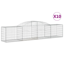 vidaXL 10 db íves horganyzott vas gabion kosár 300x50x60/80 cm (3146673) kerti tárolás