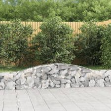 vidaXL 10 db íves horganyzott vas gabion kosár 400x30x40/60 cm kerti dekoráció