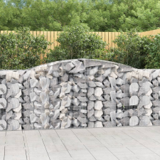 vidaXL 10 db íves horganyzott vas gabion kosár 400x50x100/120 cm kerti tárolás