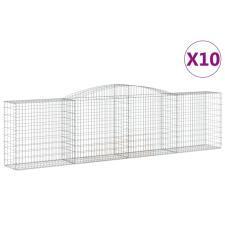 vidaXL 10 db íves horganyzott vas gabion kosár 400x50x100/120 cm (3147004) kerti tárolás
