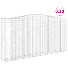 vidaXL 10 db íves horganyzott vas gabion kosár 400x50x200/220 cm (3146029) kerti tárolás