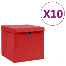 vidaXL 10 db piros fedeles tárolódoboz 28 x 28 x 28 cm bútor