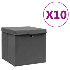 vidaXL 10 db szürke fedeles tárolódoboz 28 x 28 x 28 cm bútor