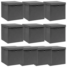 vidaXL 10 db szürke szövet tárolódoboz fedéllel 32 x 32 x 32 cm bútor