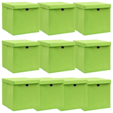 vidaXL 10 db zöld szövet tárolódoboz fedéllel 32 x 32 x 32 cm bútor