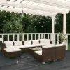 vidaXL 10-részes barna polyrattan kerti bútorszett párnákkal
