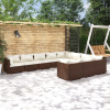 vidaXL 10-részes barna polyrattan kerti ülőgarnitúra párnákkal