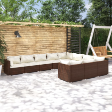 vidaXL 10-részes barna polyrattan kerti ülőgarnitúra párnákkal kerti bútor