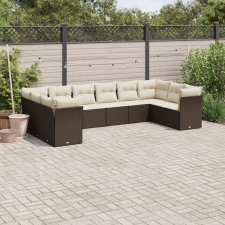 vidaXL 10 részes barna polyrattan kerti ülőgarnitúra párnákkal kerti bútor