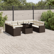 vidaXL 10 részes barna polyrattan kerti ülőgarnitúra párnákkal kerti bútor