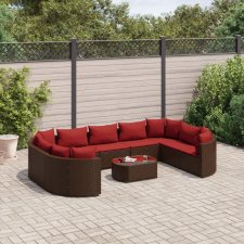 vidaXL 10 részes barna polyrattan kerti ülőgarnitúra párnákkal kerti bútor