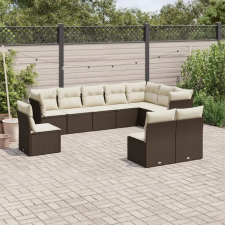 vidaXL 10 részes barna polyrattan kerti ülőgarnitúra párnákkal kerti bútor