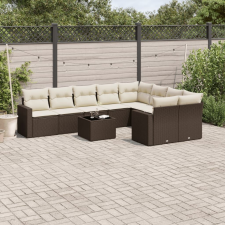 vidaXL 10 részes barna polyrattan kerti ülőgarnitúra párnákkal kerti bútor