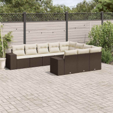 vidaXL 10 részes barna polyrattan kerti ülőgarnitúra párnákkal kerti bútor