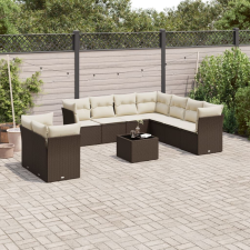 vidaXL 10 részes barna polyrattan kerti ülőgarnitúra párnákkal kerti bútor