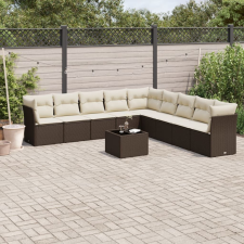 vidaXL 10 részes barna polyrattan kerti ülőgarnitúra párnákkal kerti bútor