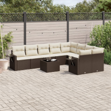 vidaXL 10 részes barna polyrattan kerti ülőgarnitúra párnákkal kerti bútor