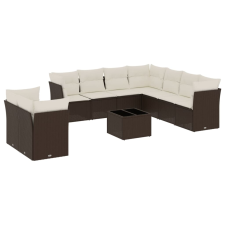 vidaXL 10 részes barna polyrattan kerti ülőgarnitúra párnákkal (3217853) kerti bútor