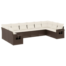 vidaXL 10 részes barna polyrattan kerti ülőgarnitúra párnákkal (3220672) kerti bútor