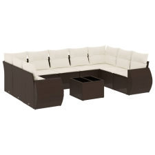 vidaXL 10 részes barna polyrattan kerti ülőgarnitúra párnákkal (3221812) kerti bútor