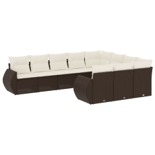 vidaXL 10 részes barna polyrattan kerti ülőgarnitúra párnákkal (3221892) kerti bútor