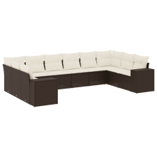 vidaXL 10 részes barna polyrattan kerti ülőgarnitúra párnákkal (3223072) kerti bútor