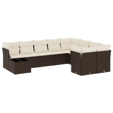 vidaXL 10 részes barna polyrattan kerti ülőgarnitúra párnákkal (3250032) kerti bútor