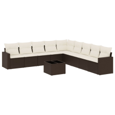 vidaXL 10 részes barna polyrattan kerti ülőgarnitúra párnákkal (3251440) kerti bútor