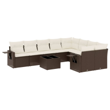vidaXL 10 részes barna polyrattan kerti ülőgarnitúra párnákkal (3252990) kerti bútor