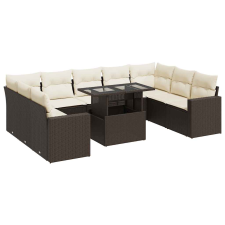 vidaXL 10 részes barna polyrattan kerti ülőgarnitúra párnákkal (3326384) kerti bútor