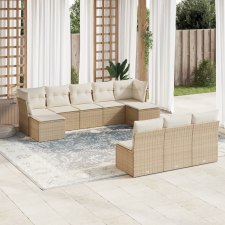 vidaXL 10 részes bézs polyrattan kerti ülőgarnitúra párnával kerti bútor