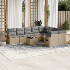 vidaXL 10 részes bézs polyrattan kerti ülőgarnitúra párnával kerti bútor