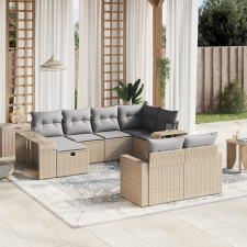 vidaXL 10 részes bézs polyrattan kerti ülőgarnitúra párnával kerti bútor