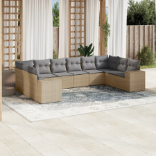 vidaXL 10 részes bézs polyrattan kerti ülőgarnitúra párnával kerti bútor