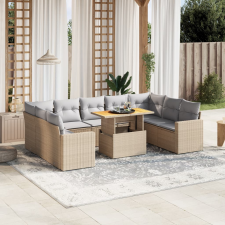 vidaXL 10 részes bézs polyrattan kerti ülőgarnitúra párnával kerti bútor