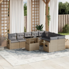 vidaXL 10 részes bézs polyrattan kerti ülőgarnitúra párnával kerti bútor
