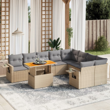 vidaXL 10 részes bézs polyrattan kerti ülőgarnitúra párnával kerti bútor