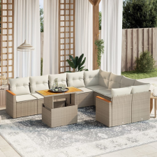 vidaXL 10 részes bézs polyrattan kerti ülőgarnitúra párnával kerti bútor