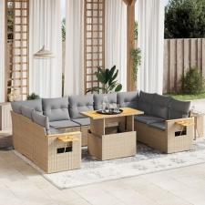 vidaXL 10 részes bézs polyrattan kerti ülőgarnitúra párnával kerti bútor