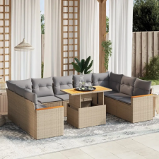 vidaXL 10 részes bézs polyrattan kerti ülőgarnitúra párnával kerti bútor