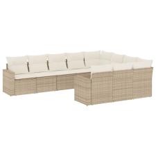 vidaXL 10 részes bézs polyrattan kerti ülőgarnitúra párnával (3219478) kerti bútor