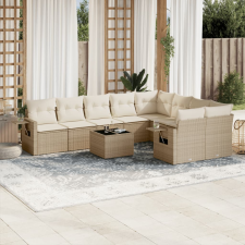 vidaXL 10 részes bézs polyrattan kerti ülőgarnitúra párnával (3220647) kerti bútor