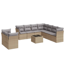 vidaXL 10 részes bézs polyrattan kerti ülőgarnitúra párnával (3249688) kerti bútor