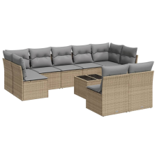 vidaXL 10 részes bézs polyrattan kerti ülőgarnitúra párnával (3249998) kerti bútor