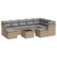 vidaXL 10 részes bézs polyrattan kerti ülőgarnitúra párnával (3250418) kerti bútor