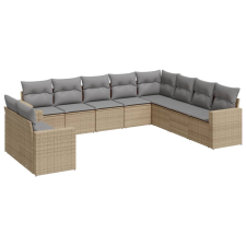 vidaXL 10 részes bézs polyrattan kerti ülőgarnitúra párnával (3251506) kerti bútor