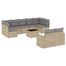 vidaXL 10 részes bézs polyrattan kerti ülőgarnitúra párnával (3251766) kerti bútor