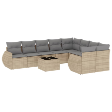 vidaXL 10 részes bézs polyrattan kerti ülőgarnitúra párnával (3254186) kerti bútor