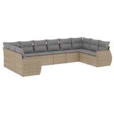 vidaXL 10 részes bézs polyrattan kerti ülőgarnitúra párnával (3254206) kerti bútor